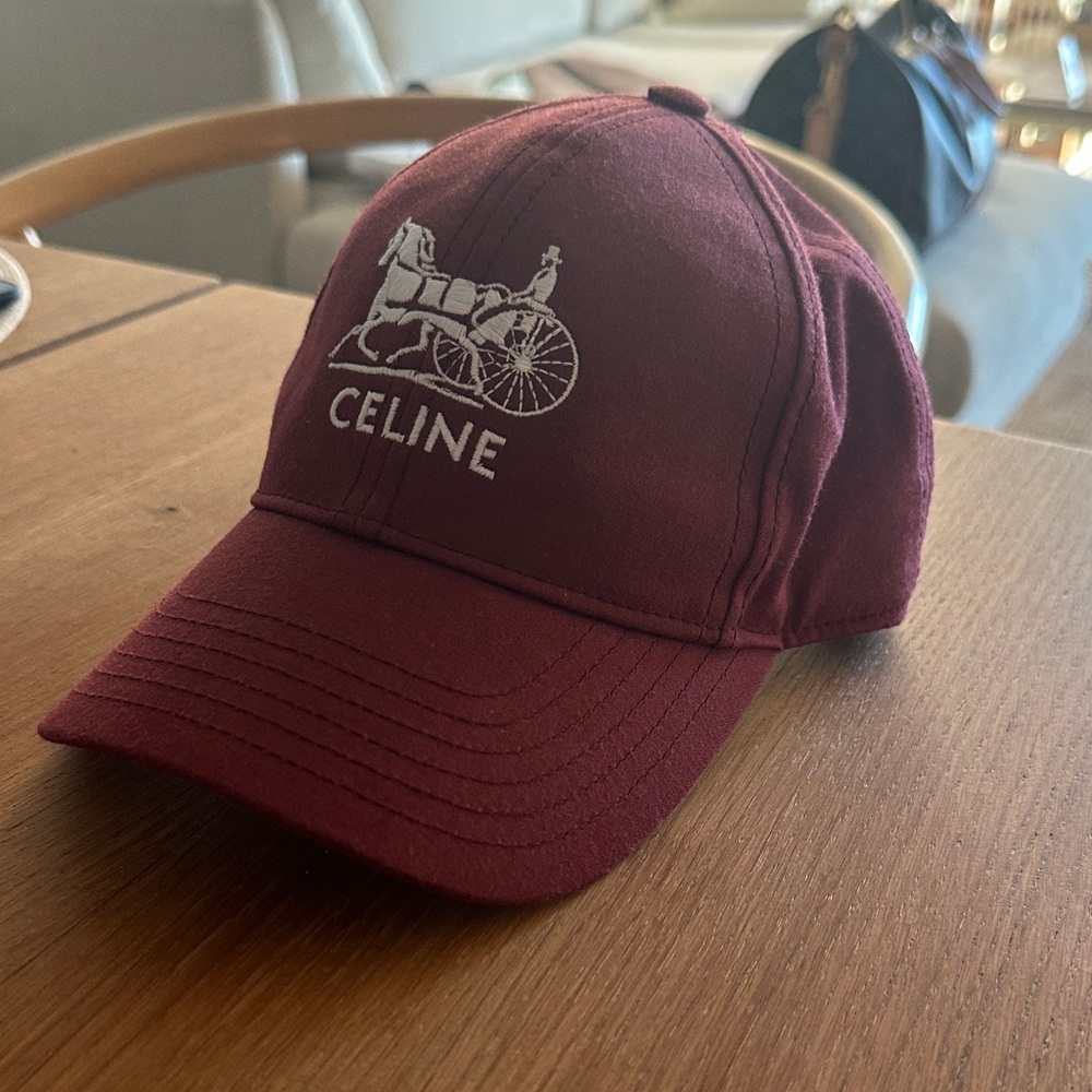 Celine Maroon Logo Cap